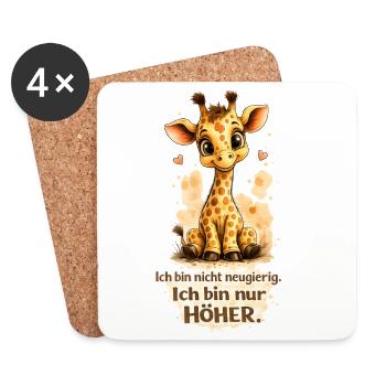 Kuschelige Giraffe – Neugier ist höher - Untersetzer (4er-Set) - Weiß - Vorne
