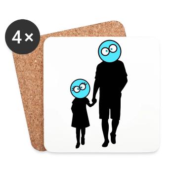 Familie Silhouette Liebe Kinder Eltern Mama Papa - Untersetzer (4er-Set) - Weiß - Vorne