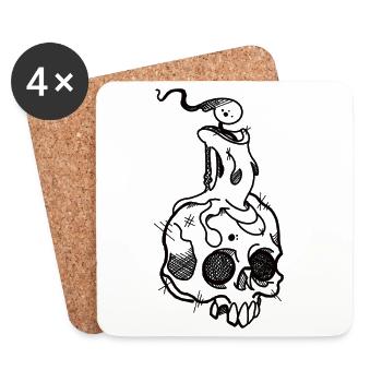 Crâne et Bougie - Dessous de verre (lot de 4) - blanc - Devant