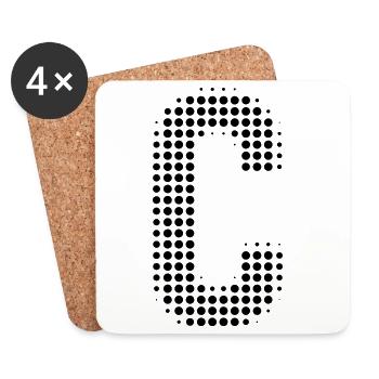 Buchstabe C – Punktmuster Initial Design - Untersetzer (4er-Set) - Weiß - Vorne
