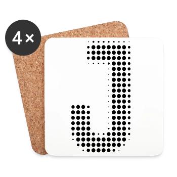 Buchstabe J – Punktmuster Initial Design - Untersetzer (4er-Set) - Weiß - Vorne
