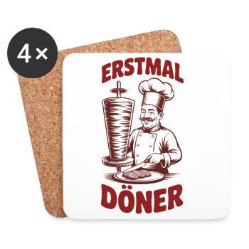  Erstmal Döner Lustiger Döner Spruch Für Kebab - Untersetzer (4er-Set) - Weiß - Vorne