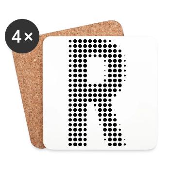 Buchstabe R – Punktmuster Initial Design - Untersetzer (4er-Set) - Weiß - Vorne