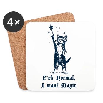 F*ck Normal I Want Magic - Kitten with Wand - Coasters (set of 4) - white - Front