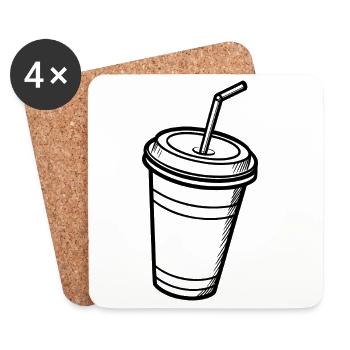 Tasse à paille - Dessous de verre (lot de 4) - blanc - Devant
