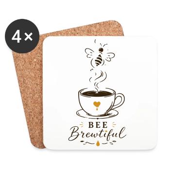 BEE Brewtiful Coffee Mug Design - Coasters (set of 4) - white - Front