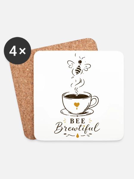 BEE Brewtiful Kaffeebecher Design - Untersetzer (4er-Set) - Weiß