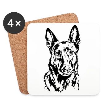 Berger hollandais, portrait Herder Wilsigns - Dessous de verre (lot de 4) - blanc - Devant