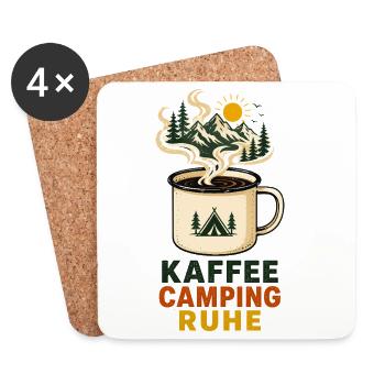 Kaffee Camping Ruhe Natur Auszeit - Untersetzer (4er-Set) - Weiß - Vorne
