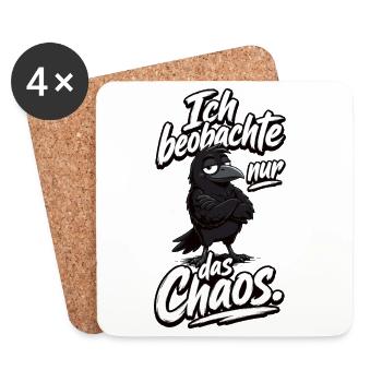 Ich Beobachte Nur Das Chaos Krähe Spruch - Untersetzer (4er-Set) - Weiß - Vorne