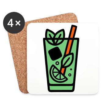 Icône du cocktail Mojito - Dessous de verre (lot de 4) - blanc - Devant