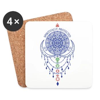 Spiritualité Géométrie Sacrée Protégée Spirituellement - Dessous de verre (lot de 4) - blanc - Devant