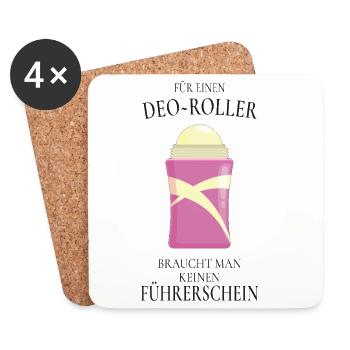 Deo Roller Spruch – Lustiges Geschenk - Untersetzer (4er-Set) - Weiß - Vorne
