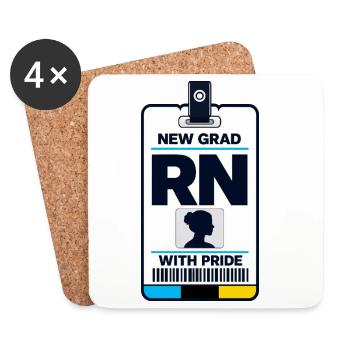 RN Pride Queer RN New Grad Nurse Badge Card First  - Coasters (set of 4) - white - Front