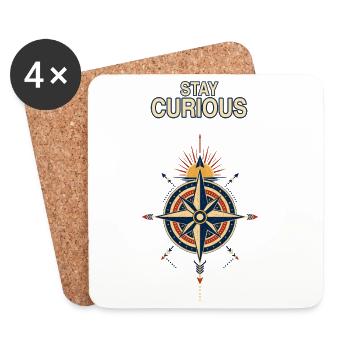 Boussole Stay Curious - Dessous de verre (lot de 4) - blanc - Devant