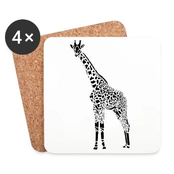 Schwarze Giraffe Afrikanische Giraffensilhouette - Untersetzer (4er-Set) - Weiß - Vorne