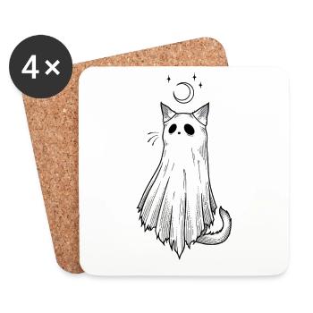 Fog cat in the moonlight - Coasters (set of 4) - white - Front