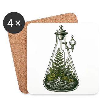 Botanical Beaker Terrarium Science Illustration - Coasters (set of 4) - white - Front