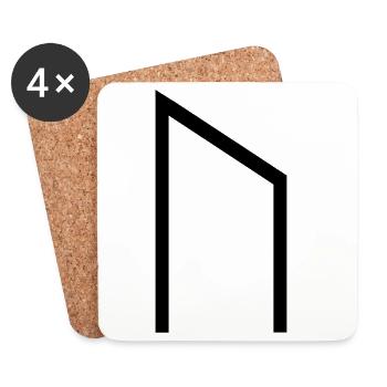 Uruz Rune Black – Viking Futhark Norse - Dessous de verre (lot de 4) - blanc - Devant