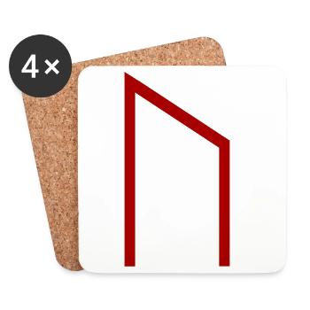 Uruz Rune Red – Viking Futhark Norse - Coasters (set of 4) - white - Front