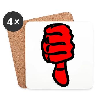 Red Black Abstract Graphic Thumb - Coasters (set of 4) - white - Front