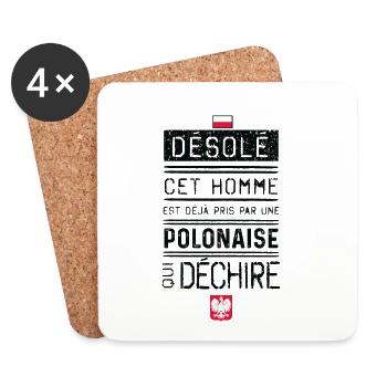 Desole Cet Homme Est Deja Pris Par Une Polonais... - Dessous de verre (lot de 4) - blanc - Devant