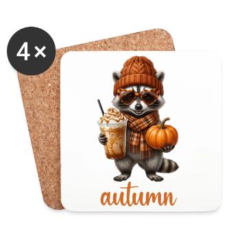 Cozy Autumn Raccoon - Coasters (set of 4) - white - Front