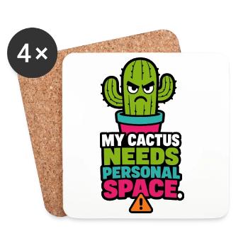 My Cactus Needs Personal Space – Pflanzen Humor - Untersetzer (4er-Set) - Weiß - Vorne