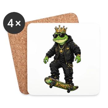 Royal Frog King Streetwear - Untersetzer (4er-Set) - Weiß - Vorne