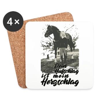 DEIN HUFSCHLAG IST MEIN HERZSCHLAG - Untersetzer (4er-Set) - Weiß - Vorne