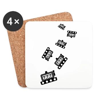 Einarmiger bandit Silhouette icon - Untersetzer (4er-Set) - Weiß - Vorne