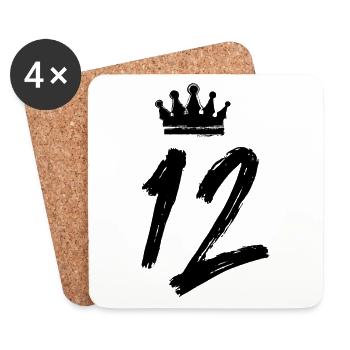 12 Zahl Krone - Untersetzer (4er-Set) - Weiß - Vorne