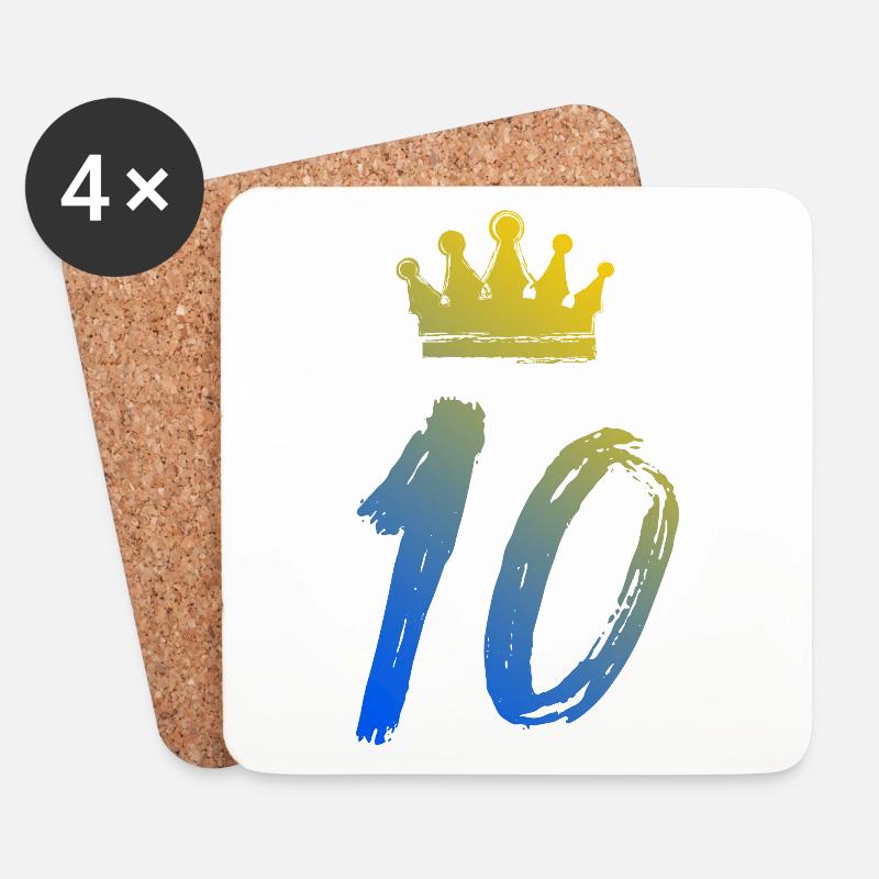 10 Zahl Krone - Untersetzer (4er-Set) - Weiß