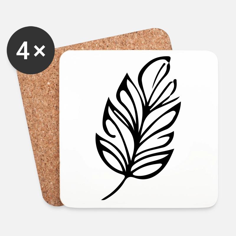 Blatt Ökologie - Untersetzer (4er-Set) - Weiß