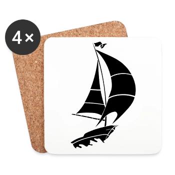 Segelboot Segelyacht Meer Silhouette - Untersetzer (4er-Set) - Weiß - Vorne