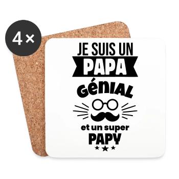 Papa génial et un super papy,fête des pères - Dessous de verre (lot de 4) - blanc - Devant