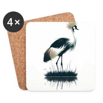 Grue couronnée - Dessous de verre (lot de 4) - blanc - Devant