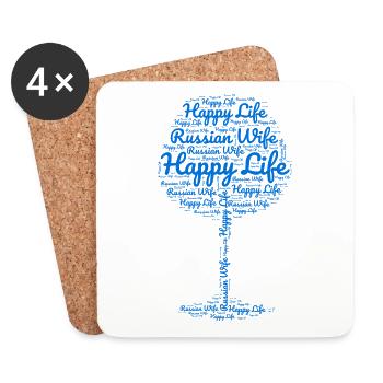 Femme russe Vie heureuse Femmes russes Russie - Dessous de verre (lot de 4) - blanc - Devant