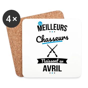 Les meilleurs chasseurs naissent en Avril - Dessous de verre (lot de 4) - blanc - Devant