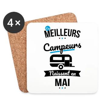 Les meilleurs campeurs naissent en Mai - Dessous de verre (lot de 4) - blanc - Devant