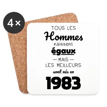 Anniversaire 40 ans - Meilleurs sont nés en 1983 - Dessous de verre (lot de 4) - blanc - Devant