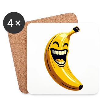 LAUGHING BANANA HAPPY FRUIT HAPPY SMILE JOKE - Coasters (set of 4) - white - Front