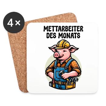 WORKER OF THE MONTH PIG EMPLOYEE WORK - Coasters (set of 4) - white - Front