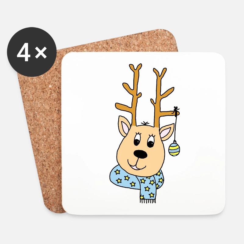 Frohe Weihnachten wünscht das Rentier - Untersetzer (4er-Set) - Weiß