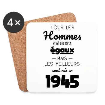 80th Birthday - Best Born in 1945 - Coasters (set of 4) - white - Front
