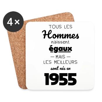 70th Anniversary - Best Born in 1955 - Coasters (set of 4) - white - Front