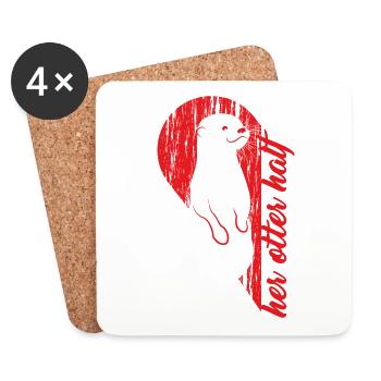 Her Otter Helped Valentine's Day Motif - Coasters (set of 4) - white - Front