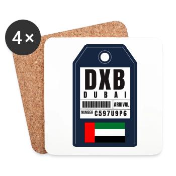 Dubai Boarding Pass - Airport Ticket DXB - Coasters (set of 4) - white - Front