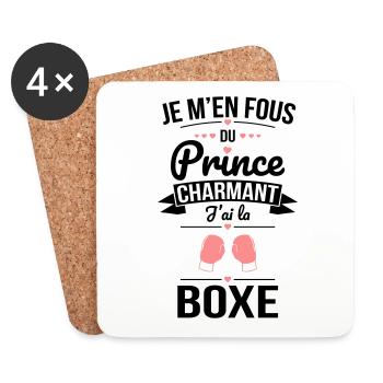 Je m'en fous du prince charmant - J'ai la boxe - Dessous de verre (lot de 4) - blanc - Devant