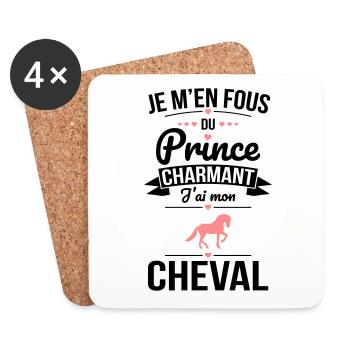 Je m'en fous du prince charmant - J'ai mon cheval - Dessous de verre (lot de 4) - blanc - Devant